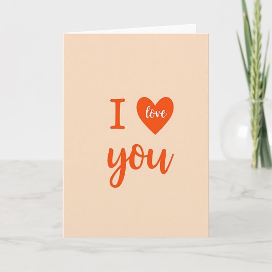 Carte Classique « Je t'aime » pêche (Devant)