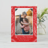 Carte classique Joyeux Noël Floral Photo Holiday (Debout devant)