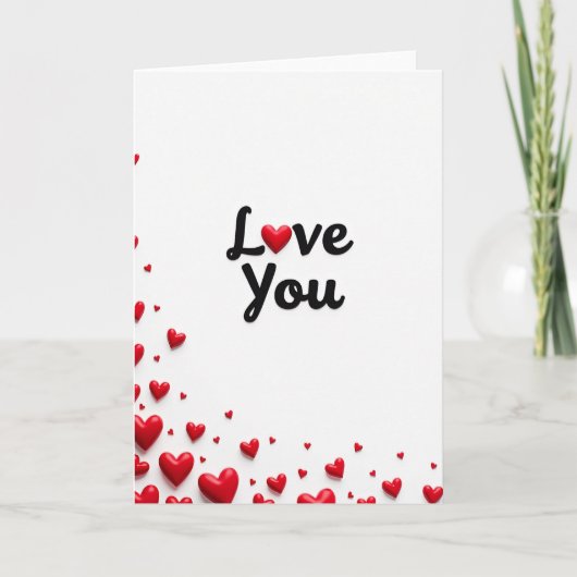 Carte Classique Love You cœur (Devant)