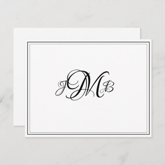 Carte classique Monogram Flourish Script Note (Devant / Derrière)