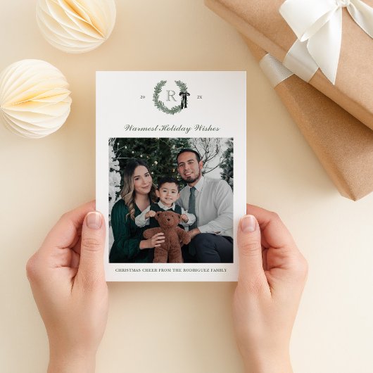 Carte classique Monogramme de couronne simple phot