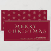 Carte Classique Rouge Joyeux Noël Personnalisé Metallic (Devant / Derrière)