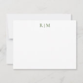 Carte classique simple verte à deux monogrammes (Devant)