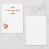 Carte classique Turquie Thanksgiving (Devant / Derrière)