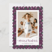 Carte classique violet vert photo Joyeux Noël (Devant)