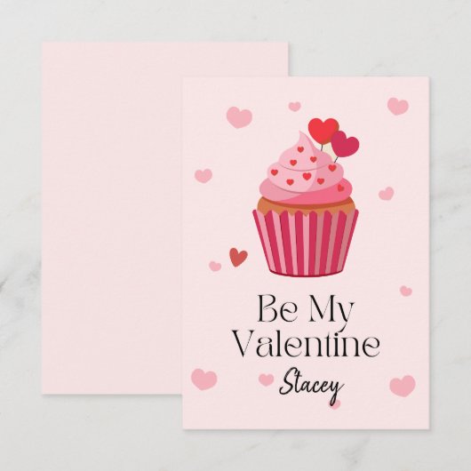 Carte Classroom Valentine Be Mine Cupcake (Devant / Derrière)