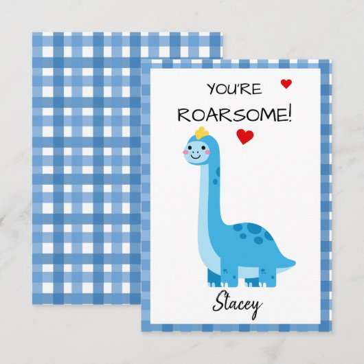 Carte Classroom Valentine Dinosaur You're Roarsome! (Devant / Derrière)
