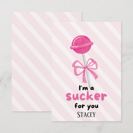 Carte Classroom Valentine "I'm a Sucker for You" (Devant / Derrière)