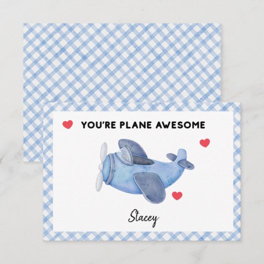 Carte Classroom Valentine "Plane Awesome' (Devant / Derrière)