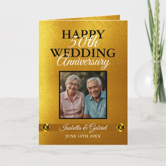 Carte Classy Gold Parents Photo 50th Anniversary (Devant)