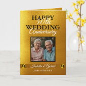 Carte Classy Gold Parents Photo 50th Anniversary (Fleur jaune)