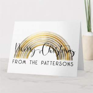 Carte Classy Golden Rainbow Family Name Merry Christmas