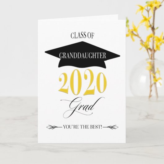 Carte Classy Graduation Class de 2020 pour la petite-fil (Fleur jaune)