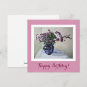 Carte Classy Jappy Anniversaire joli fleurs roses fin ar (Devant / Derrière)