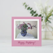 Carte Classy Jappy Anniversaire joli fleurs roses fin ar (Debout devant)