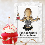 Carte Classy Modern Funny Ethnic Femme Cartoon Anniversa<br><div class="desc">Cette carte d'anniversaire classe et drôle est parfaite pour cette personne spéciale qui ne vieillit jamais ! Personnalisez-le juste pour elle</div>