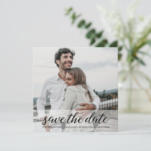 Carte Classy Modern Simple Photo Enregistrer la date Mar (Debout devant)
