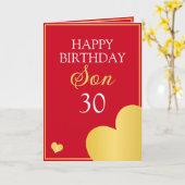 Carte Classy Red and Gold Heart Son 30e anniversaire (Fleur jaune)