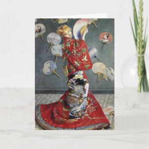 Carte Claude Monet Camille en kimono rouge japonais Art