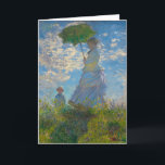 Carte Claude Monet Femme avec un parasol<br><div class="desc">Envoyez un message enveloppé dans la beauté impressionniste. Cette carte de voeux pliée présente la Femme de Claude Monet avec un Parasol, peint en bleu clair, blanc doux et vert frais. La scène gracieuse mère et enfant, capturée dans des coups de pinceau lumineux, apporte chaleur, soin et charme intemporel. Avec...</div>