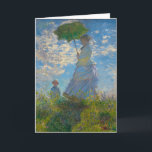 Carte Claude Monet Femme avec un parasol<br><div class="desc">Envoyez un message enveloppé dans la beauté impressionniste. Cette carte de voeux pliée présente la Femme de Claude Monet avec un Parasol, peint en bleu clair, blanc doux et vert frais. La scène gracieuse mère et enfant, capturée dans des coups de pinceau lumineux, apporte chaleur, soin et charme intemporel. Avec...</div>