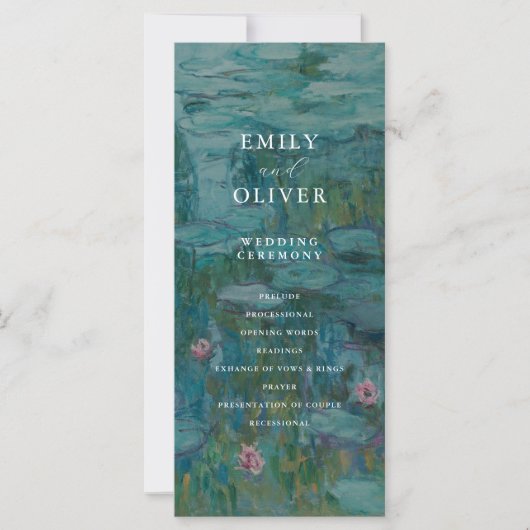 Carte Claude Monet Water Lilies Wedding Program (Devant)
