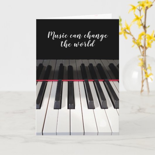 Carte Clavier de piano Anniversaire avec devis (Fleur jaune)
