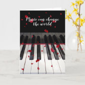 Carte Clavier de piano Anniversaire avec pétales Roses (Fleur jaune)