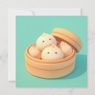 Carte Clay Steamed Dumplings dans un panier vapeur en ba