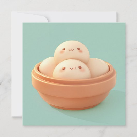 Carte Clay Steamed Dumplings in Orange Bowl Postcard (Devant)