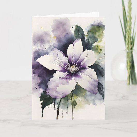 Carte Clematis - Fleurs aquarelles (Devant)