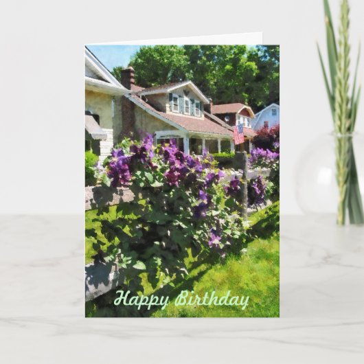 Carte Clematis violet sur la clôture rustique - Femmes d (Devant)