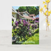 Carte Clematis violet sur la clôture rustique - Femmes d (Fleur jaune)