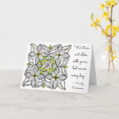Carte Clematite blanche dessinée à la main et citation d (Fleur jaune)