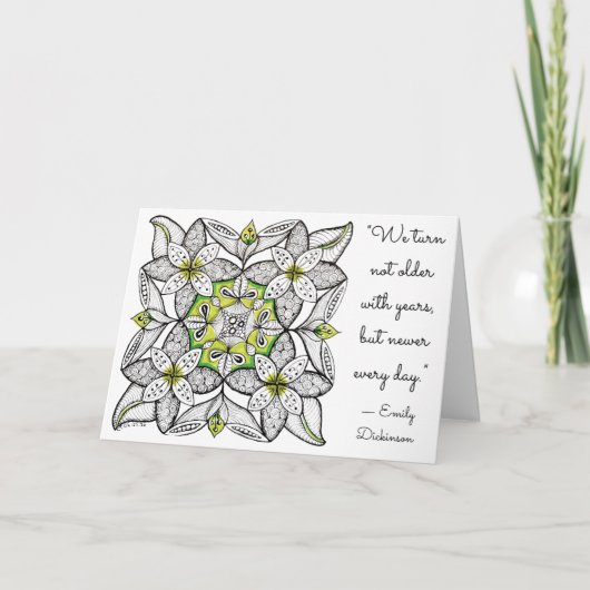 Carte Clematite blanche dessinée à la main et citation d (Devant)