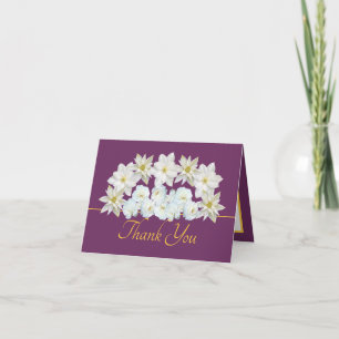 Carte Clématite blanche élégante et stylée et Roses Merc