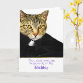 Carte Clerical Kitty célèbre un anniversaire responsable (Fleur jaune)