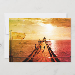 Carte Clevedon Pier Red Sunset, Somerset, Royaume-Uni - 