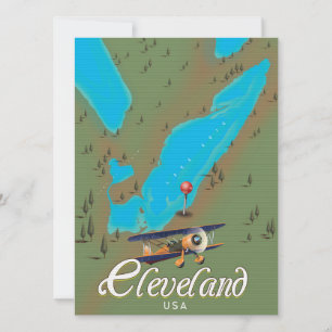 Carte Cleveland, Ohio affiche de voyage vintage impressi