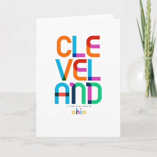 Carte Cleveland Ohio Mid Century, Pop Art, (Devant)