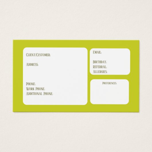 Carte client (Devant)