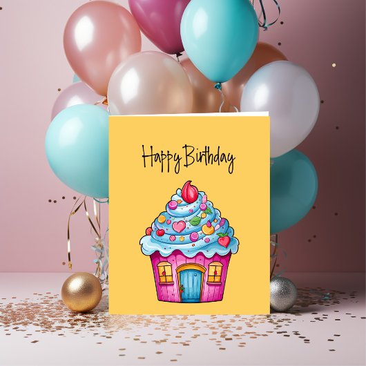 Carte Client Joyeux Anniversaire Cupcake House