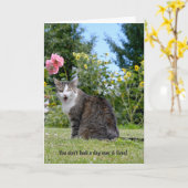 Carte cligner de l'oeil le chat tigré pour (Fleur jaune)