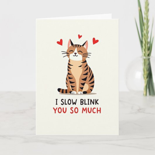 Carte Clin d'œil Lent d'Amour de Chat (Devant)