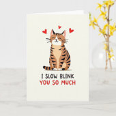 Carte Clin d'œil Lent d'Amour de Chat (Fleur jaune)