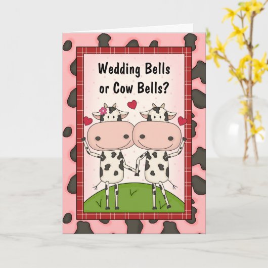 Carte Cloches de mariage - Vaches (Fleur jaune)