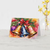 Carte Cloches de Noël, 3, aquarelles (Fleur jaune)