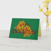 Carte Cloches de Noël pailletées (Fleur jaune)