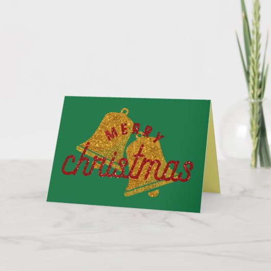 Carte Cloches de Noël pailletées (Devant)