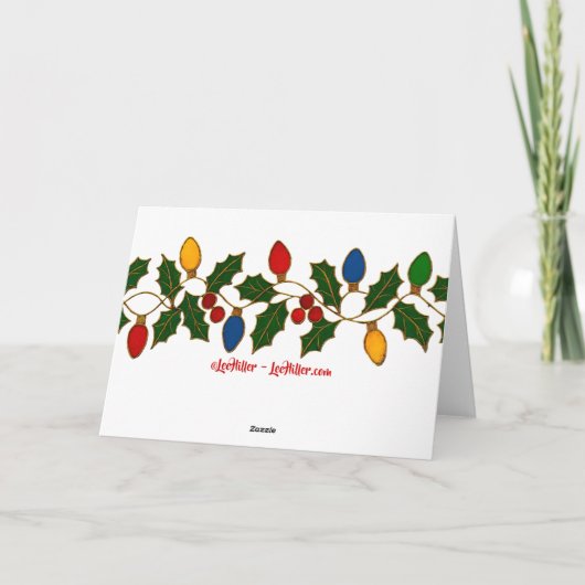 Carte Cloisonne Art Christmas Lights and Holly (Dos)